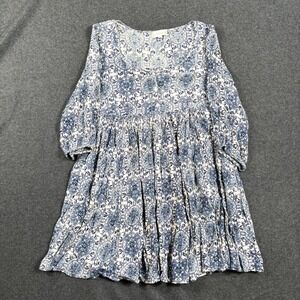 Altar'd State Womens Sz Small Sleeve Blue/White Tunic Top Blouse Maid